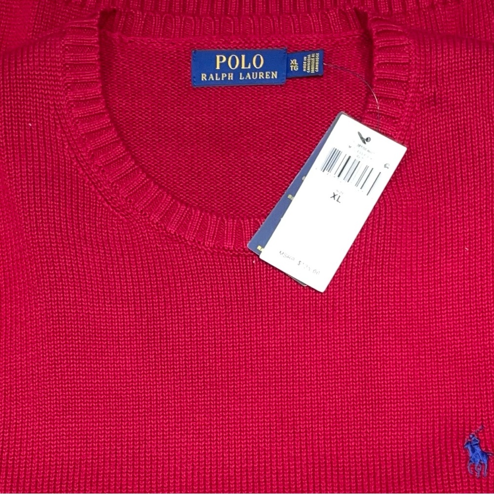 Polo Ralph Lauren Red Blue Poloman Crewneck Sweater Brand New XL Retail $125.00 - Picture 6 of 6